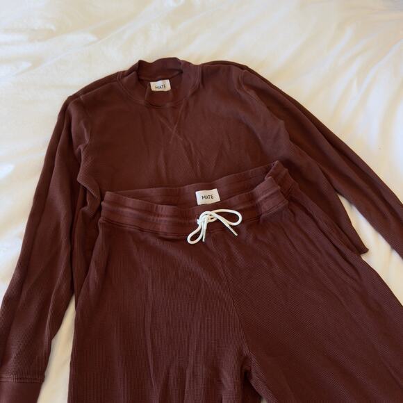 MATE The Label Ali Thermal Pants and Sweatshirt Size M/L in Brown - Picture 2 of 5